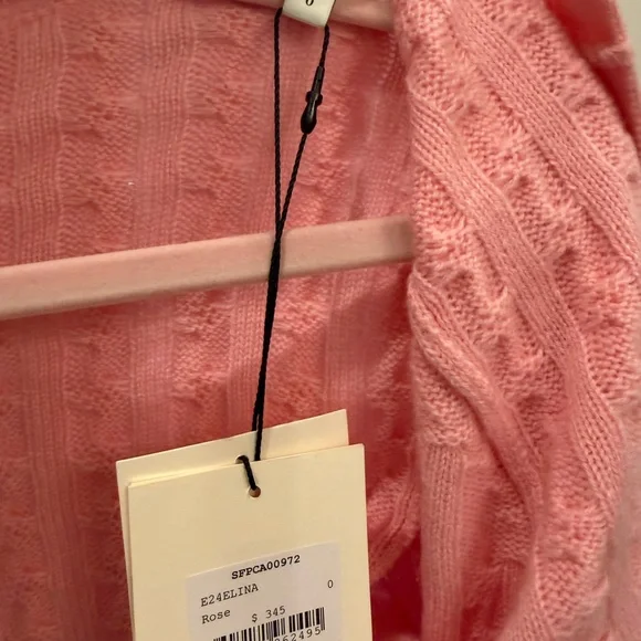 Sandro Pink Cable-Knit Cropped Cardigan with Pearl Buttons. Cashmere/wool. NWT - Picture 3 of 6